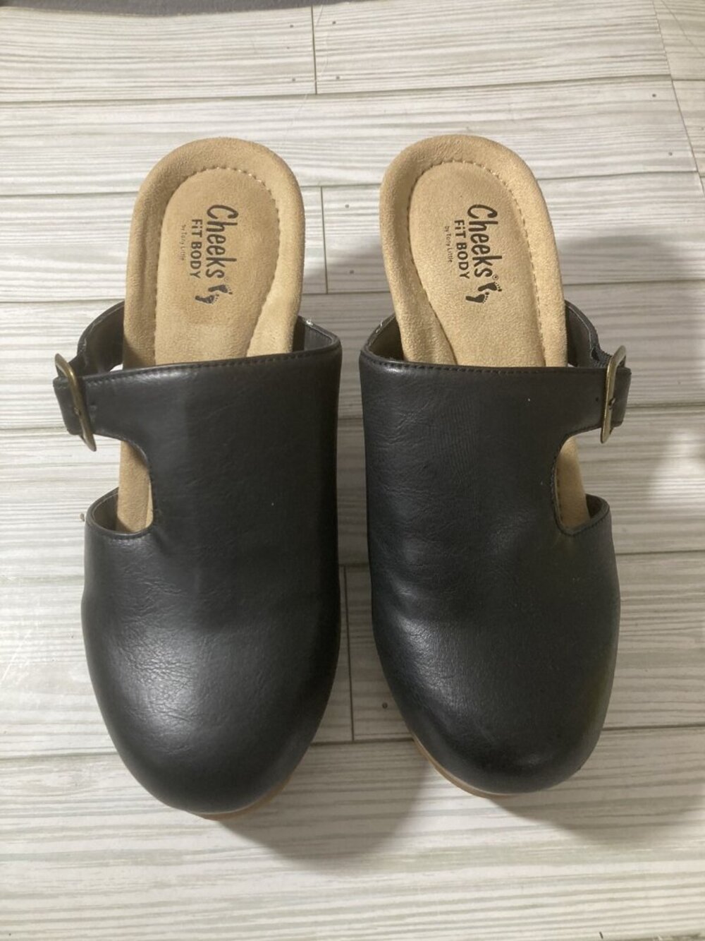 Cheeks Fit Body By Tony Little Clog Mules Comfort Shore Black Womens Size 8